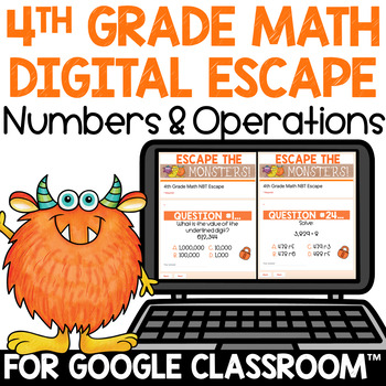 Preview of 4th Grade Math Review Escape Room Digital and Printable