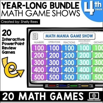 Preview of 4th Grade Math Review Game Show Bundle | Math Activities