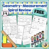 4th Grade Math Review | Geometry Measurement Spiral Review FREE