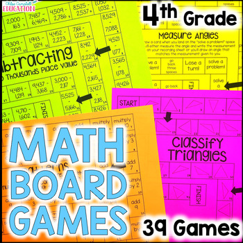 4th Grade Math Centers - Math Review - Board Games for the Entire Year ...