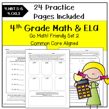Preview of 4th Grade Math Worksheets with Reading Activities, Set 2 Common Core