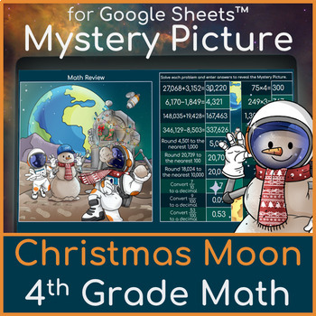 Preview of 4th Grade Math Review | Mystery Picture Christmas on the Moon