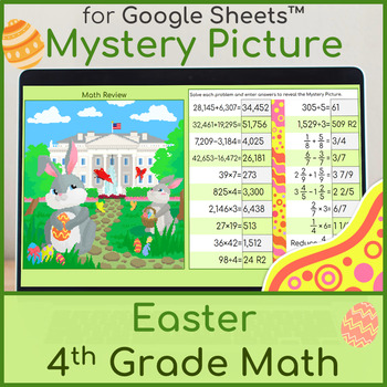 Preview of 4th Grade Math Review | Mystery Picture Easter in the White House