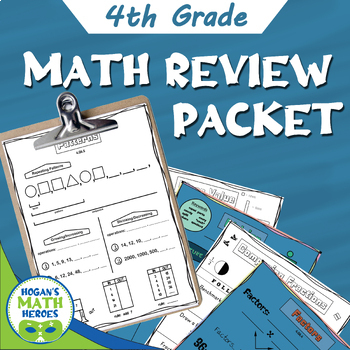 Preview of 4th Grade Math Review Packet | Test Prep