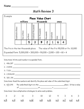 4th grade math review place value by amy huff tpt