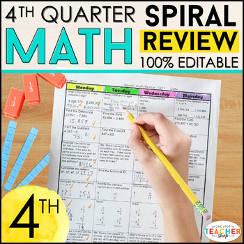 Preview of 4th Grade Math Review & Quizzes | Homework or Morning Work | 4th QUARTER