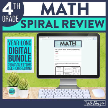 Preview of 4th Grade Math Review Spiral Homework Self-Correcting Full Year Test Prep