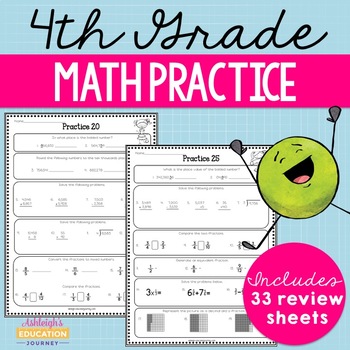 Preview of 4th Grade Math Review | Spiral Review Worksheets