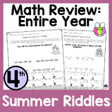 4th Grade Math Review Summer Riddles Entire Year: End of Y