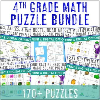 Preview of 4th Grade Math Review, Test Prep, Games, Activities, & Worksheet Alternatives