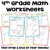 End of Year Review - 4th Grade Math Worksheets