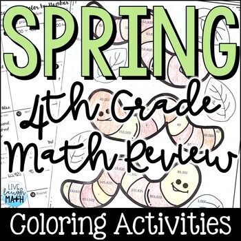 Preview of 4th Grade Math Review Worksheets - Coloring Activities for Test Prep & Centers