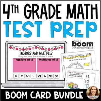 Preview of 4th Grade Math Review and Test Prep Activities - 13 Set Boom Card BUNDLE