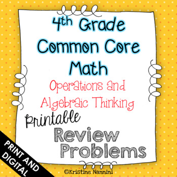 Preview of 4th Grade Math Review or Homework Problems Operations and Algebraic Thinking OA