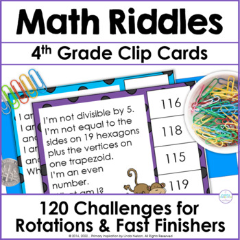 Preview of 4th Grade Math Riddle Clip Cards - Factors, Multiples, Multiplication, Division