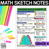4th Grade Math Rounding Whole Numbers Doodle Page Sketch Notes