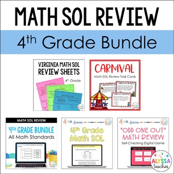 Preview of 4th Grade Math SOL Review Activities Bundle
