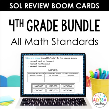 Preview of 4th Grade Math SOL Review Boom Cards Bundle