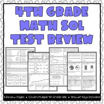 Preview of 4th Grade Math SOL Review Pages - Set #3