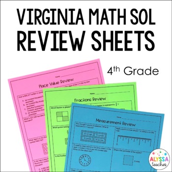 Preview of 4th Grade Math SOL Review Worksheets (SOL 4.1 - 4.16)