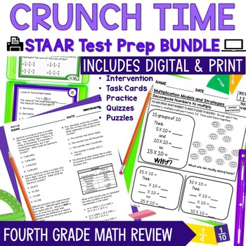 Preview of 4th Grade Math STAAR Test Prep Review Texas State Math TEKS MEGA BUNDLE April