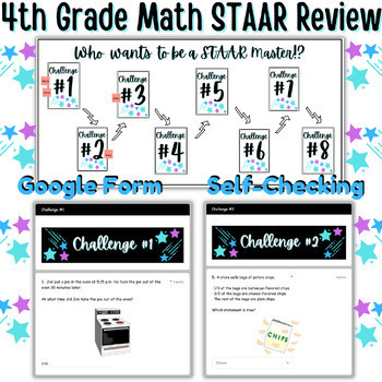 Preview of 4th Grade Math STAAR Test Review Digital Game