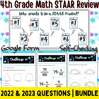 Preview of 4th Grade Math STAAR Test Review Digital Game BUNDLE