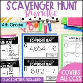 4th Grade Math Scavenger Hunt Review Bundle - Fractions, D