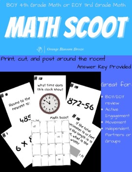 Preview of 4th Grade Math Scoot Beginning of Year