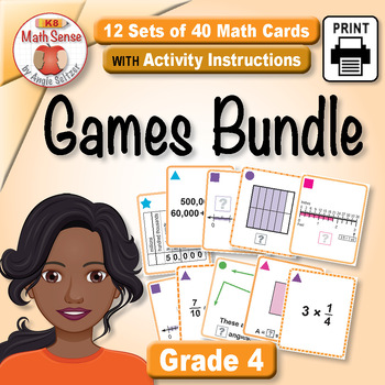 Preview of 4th Grade Math Sense 12 Card Sets for Games Bundle | SPED - Subs - Intervention