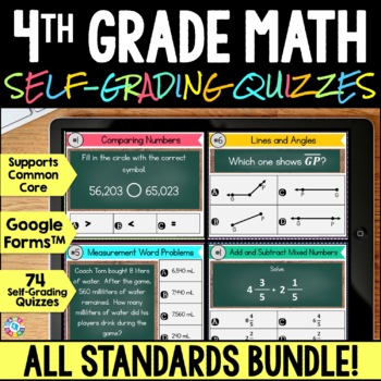 Preview of 4th Grade Math Skills Assessments - Exit Tickets, Quizzes & Pre-Assessment Tests