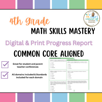 Preview of 4th Grade Math Skills Digital Mastery Progress Report