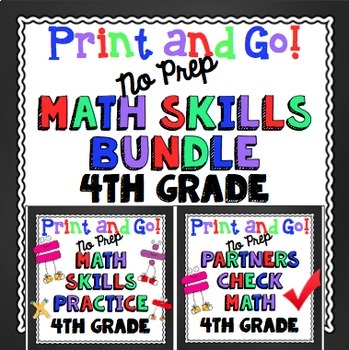 Preview of 4th Grade Math Skills Print and Go Bundle