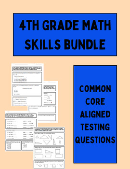 Preview of 4th Grade Math End of Year Test Prep Skills Review Worksheets