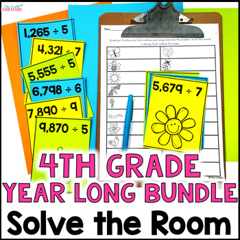 Preview of 4th Grade Math Around the Room Activities - Scavenger Hunt Year Long BUNDLE!