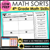 4th Grade Math Sorts - Digital Math Sorts Included for Dig