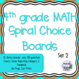 4th Grade Math Spiral Choice Boards Set 2, Homework, Math Centers, Review