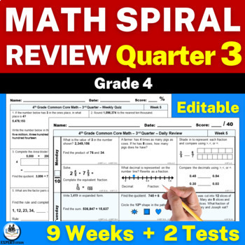 Preview of 4th Grade Math Spiral Daily Review-Weekly Quiz | Warm-ups| Homework| 3rd Quarter