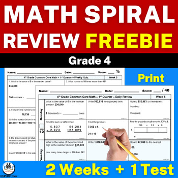 Preview of 4th Grade Math Spiral Daily Review and Assessment | Free Morning Work/Homework