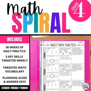 Preview of 4th Grade Math Spiral Review: Daily Math Activities for Warm ups or Homework