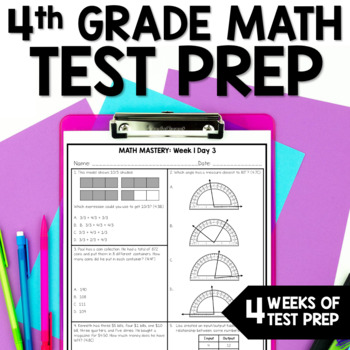 Preview of 4th Grade Math Spiral Review - Test Prep