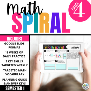 Preview of 4th Grade Math Spiral Review: 18 Weeks of Digital Morning Work or Homework