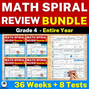 Preview of 4th Grade Math Spiral Review Bundle |Morning Work/Homework |Assessment/Test Prep