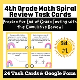 4th Grade Math Spiral Review EOG Test Prep Task Cards and 
