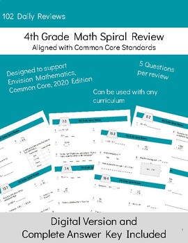 Preview of 4th Grade Math Spiral Review, Envision Mathematics & Common Core