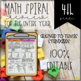 4th Grade Math Spiral Review Independent Work Packets | Printable