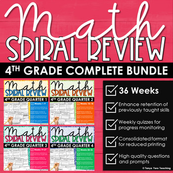Preview of 4th Grade Math Spiral Review | Math Test Prep | Math Morning Work BUNDLE