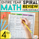 4th Grade Math Spiral Review - Morning Work, Math Homework, or Warm Ups BUNDLE