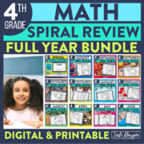 4th Grade Math Spiral Review Practice for the Entire Year 
