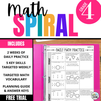 Preview of 4th Grade Math Spiral Review: Free Daily Practice Activities or Homework